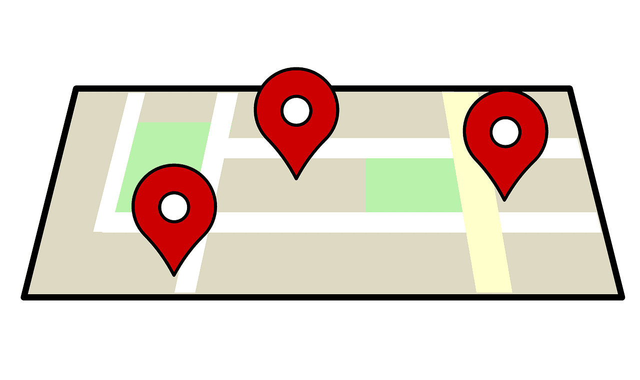 map, location pins